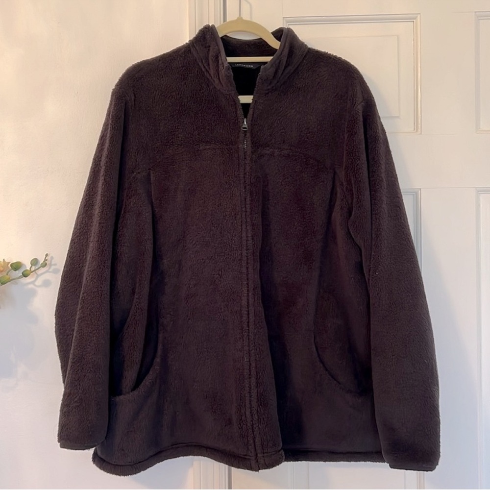 Lands’ End Sherpa Fleece Zip Jacket Black 2X